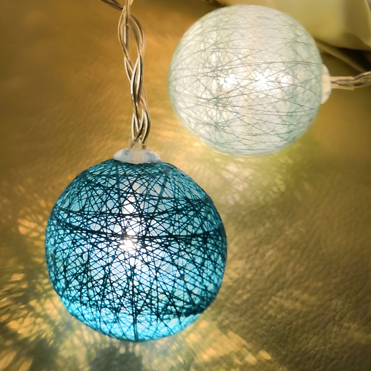Cotton Rope Wrapped Ball String Lamp Trendy Nordic Style Battery LED Festive Light