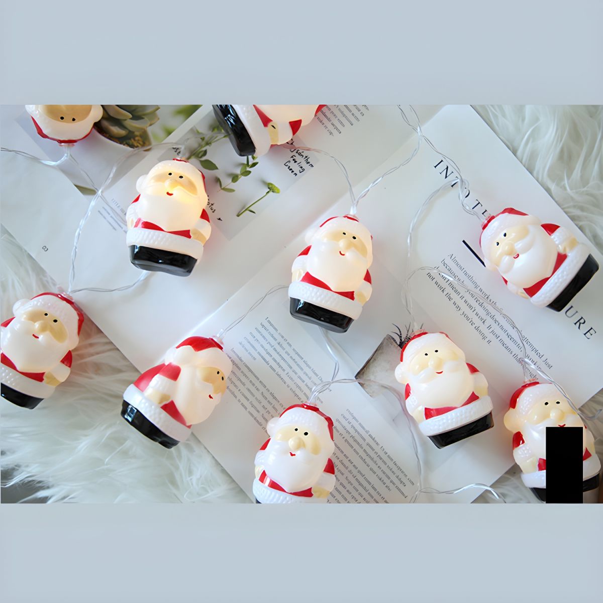 Cartoon Santa Claus Christmas Lamp Plastic Indoor LED String Light in Red