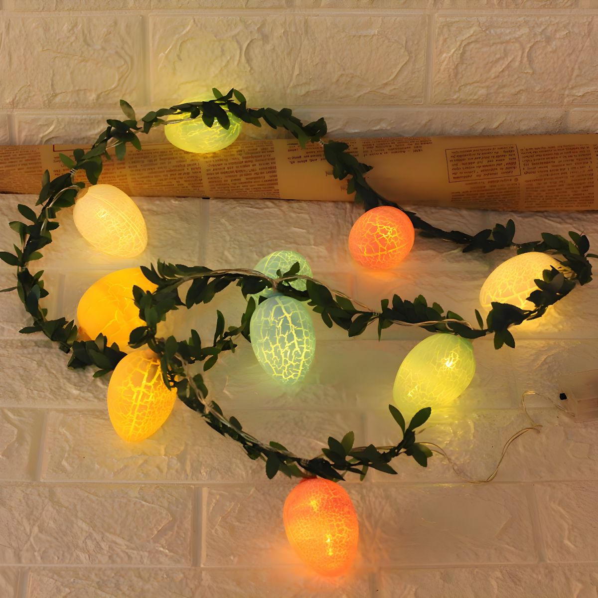 Green Vine and Egg String Lamp Decorative 10-Light Plastic Festive Light