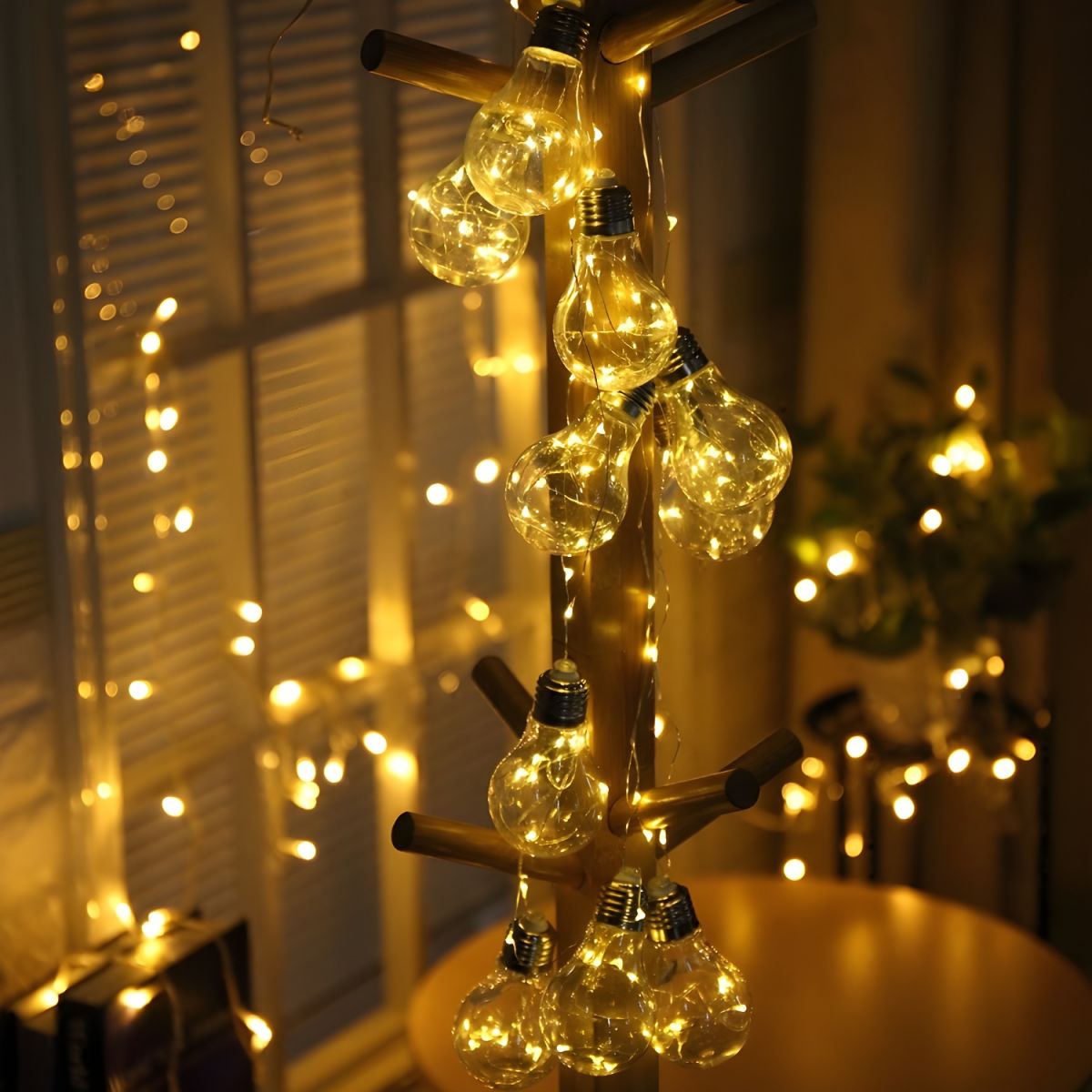 Bulb Shape Girls Bedroom Battery String Lamp 14.8ft 10 Heads Art Decor LED Fairy Lighting in Clear