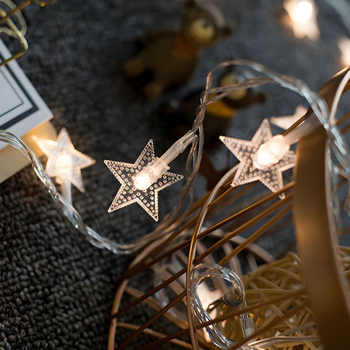 Modern Creative LED String Lights Copper Line Decorative Lamp with Plastic Shade