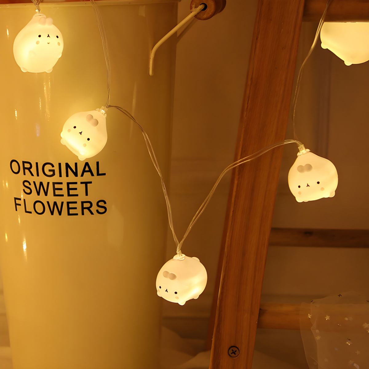Rabbit Bedroom Fairy Light String Plastic 20/40-Bulb Cartoon LED String Lamp in White. 2/4M