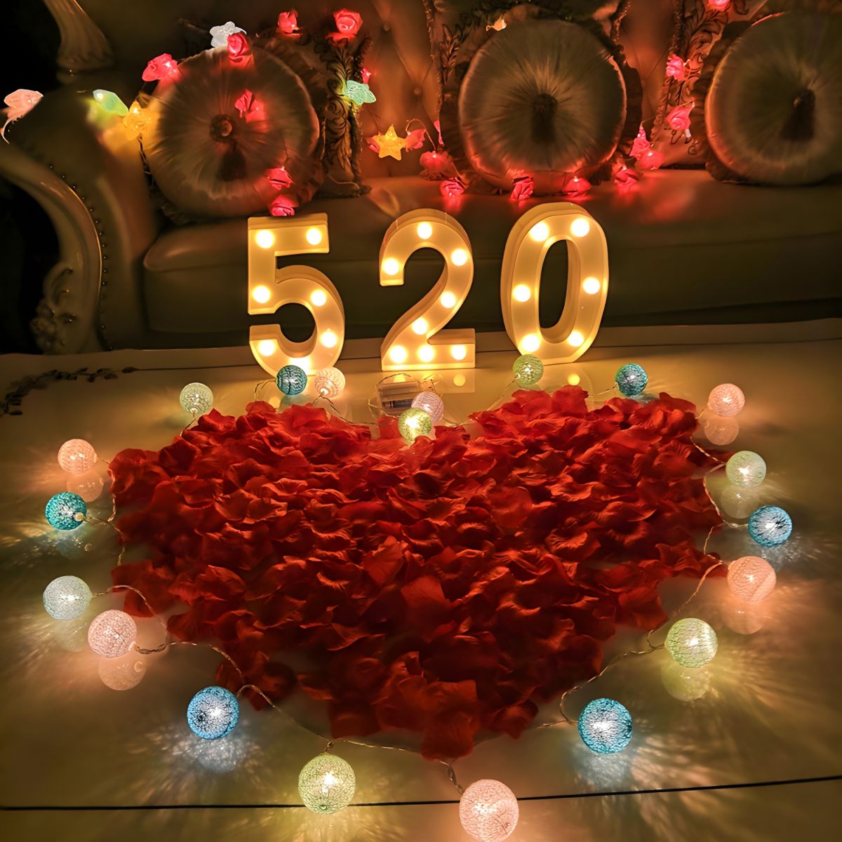 Cotton Rope Wrapped Ball String Lamp Trendy Nordic Style Battery LED Festive Light