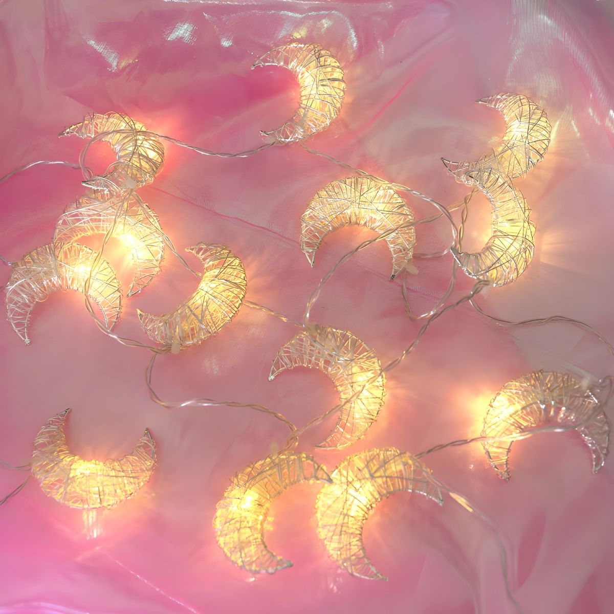 Weaving Crescent Battery String Lamp Art Decor White LED Fairy Lighting for Bedroom
