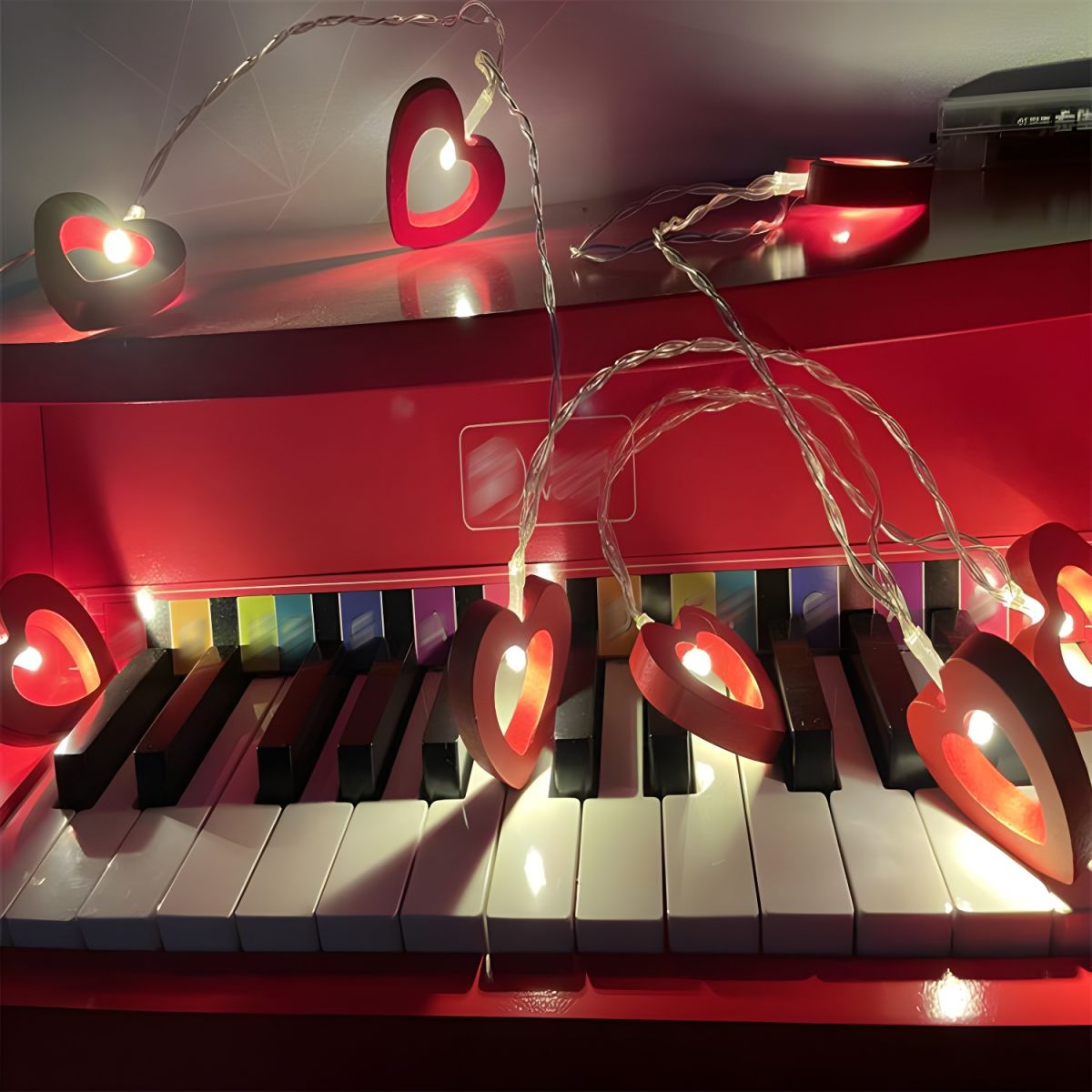 Wooden Heart Shaped String Light Decorative LED Festive Light for Wedding Party