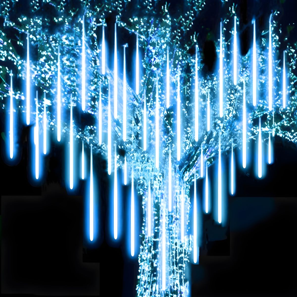 Meteor Shower Curtain String Lights Art Decor 8-Head Plastic LED Christmas Light