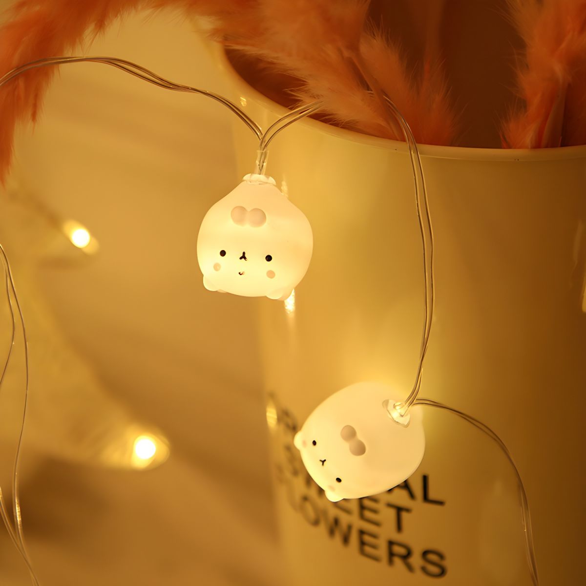 Rabbit Bedroom Fairy Light String Plastic 20/40-Bulb Cartoon LED String Lamp in White. 2/4M