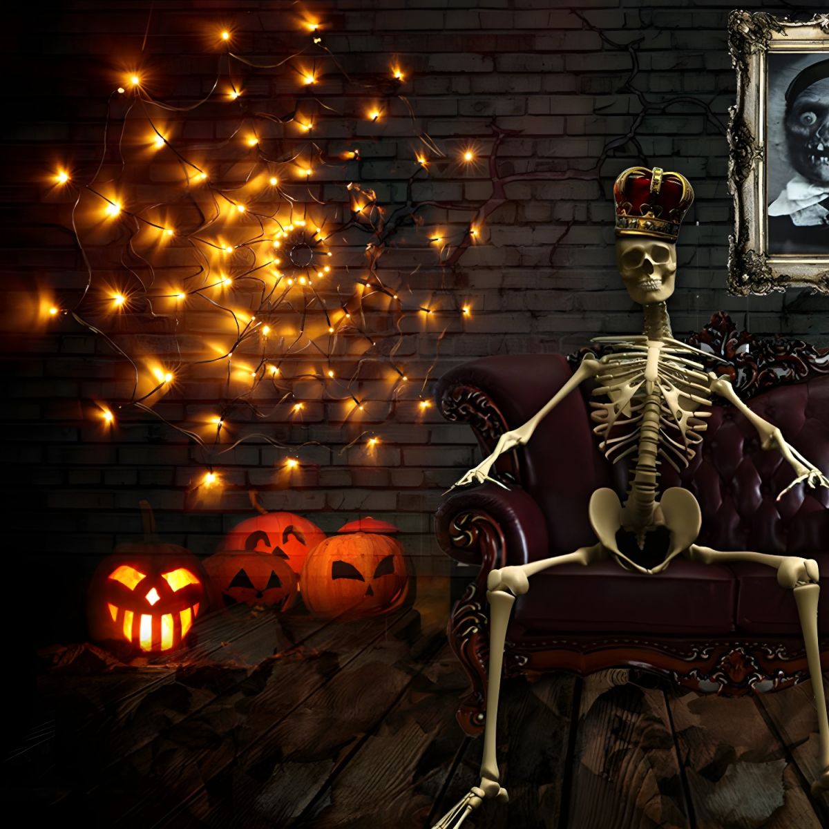 Halloween Element Decorative Lamp Modern Plastic Black LED String Light for Outdoor