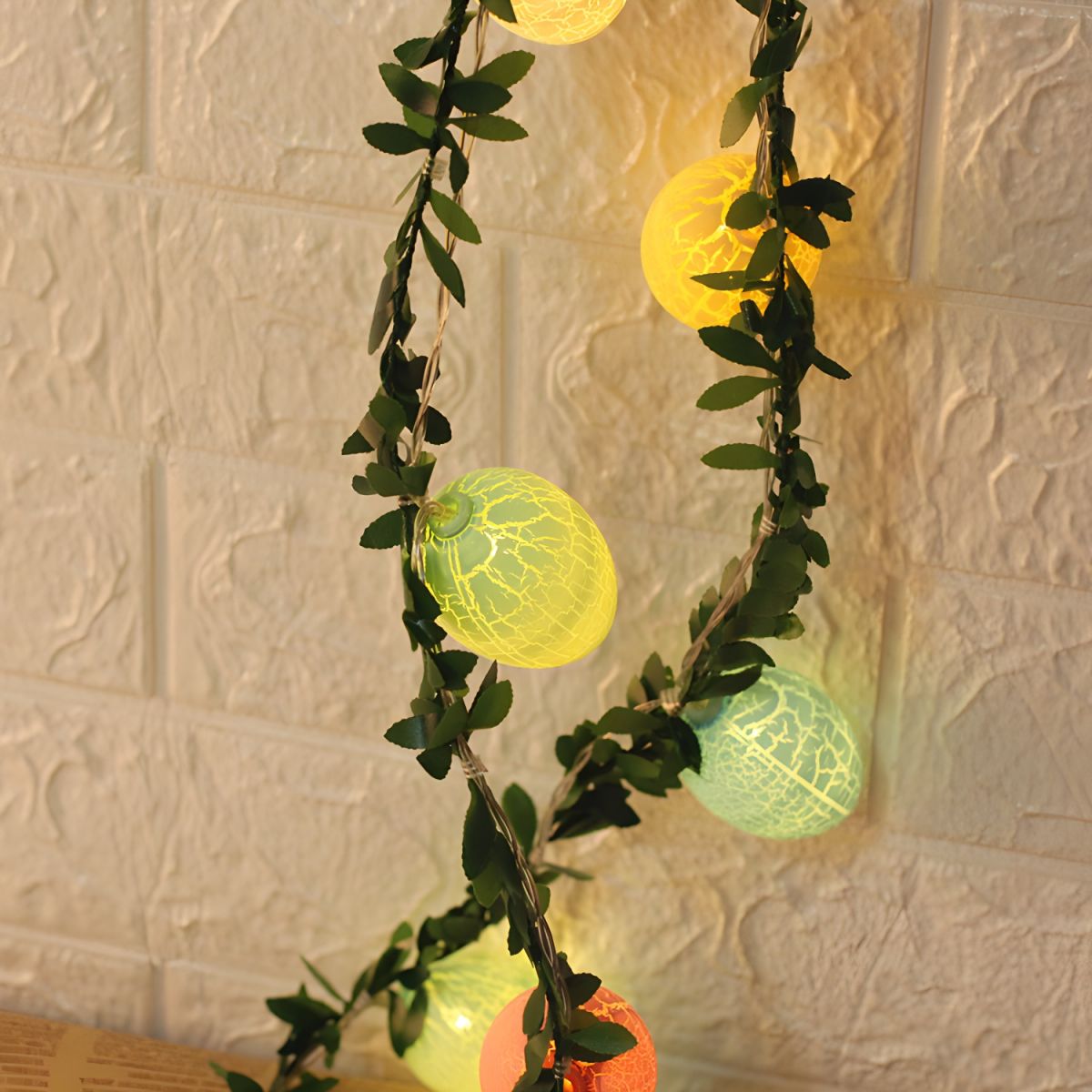 Green Vine and Egg String Lamp Decorative 10-Light Plastic Festive Light