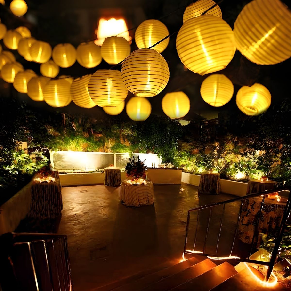 Plastic Lantern String Lamp Decorative LED Festive Lighting for Outdoor