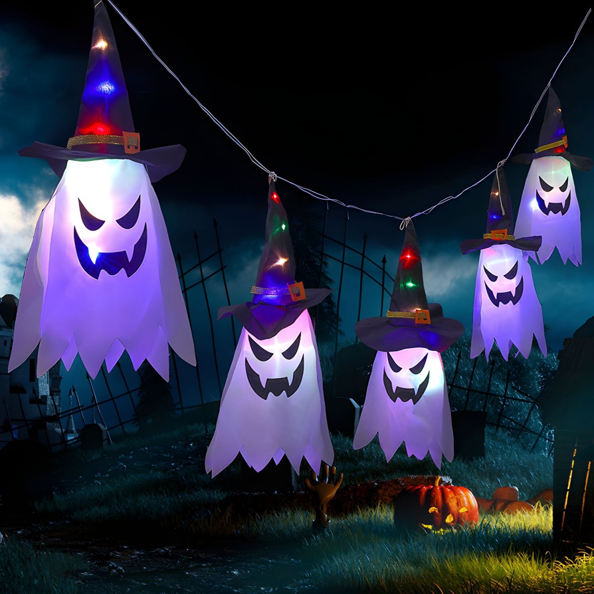 Halloween Element Decorative Lamp Modern Plastic Black LED String Light for Outdoor