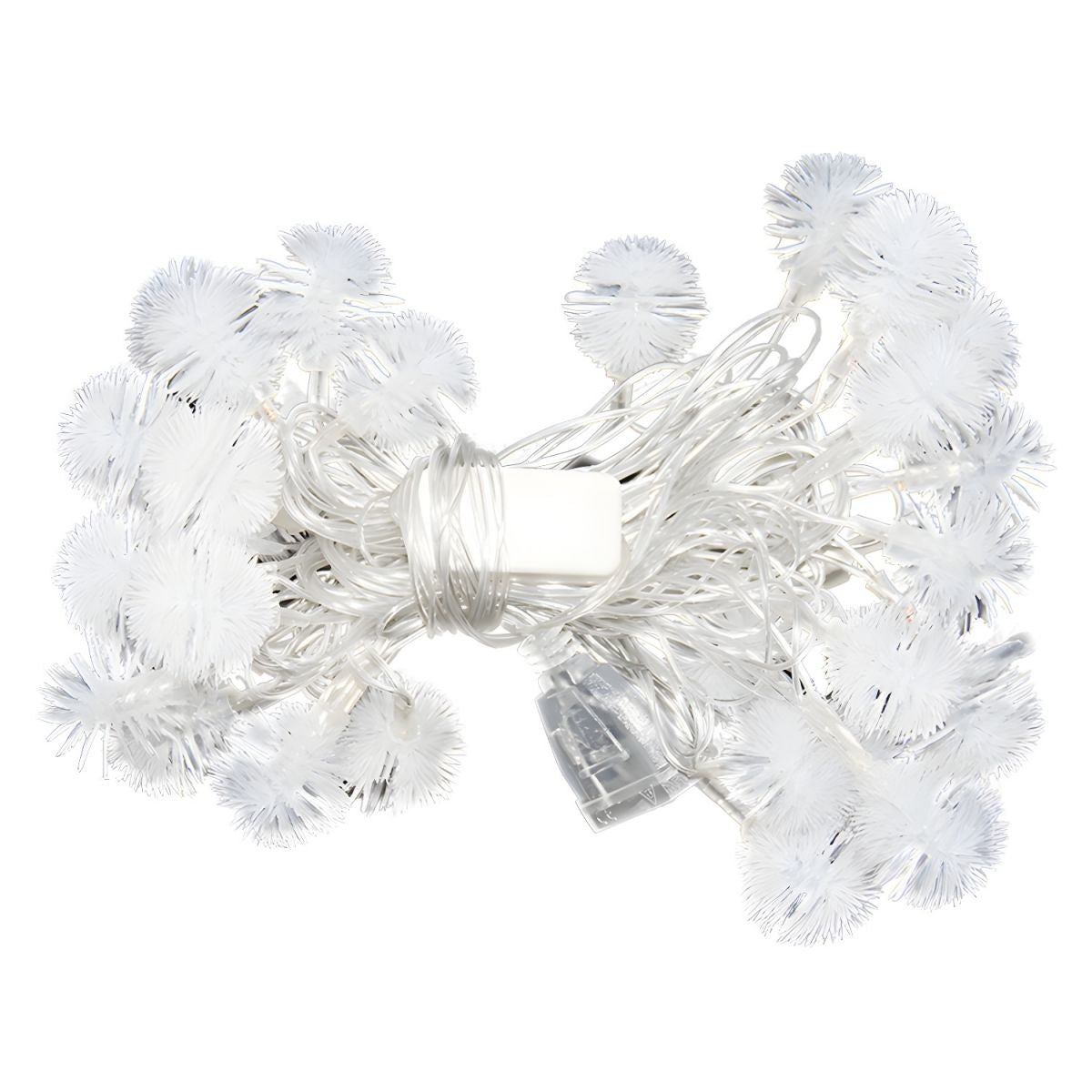 White Pompom LED String Light Modernism Plastic Solar Festive Light for Outdoor