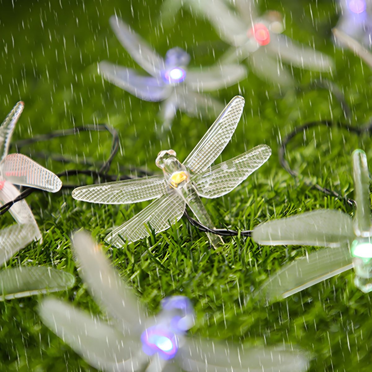Dragonfly Solar String Light Nordic Style Plastic Outdoor Landscape Light