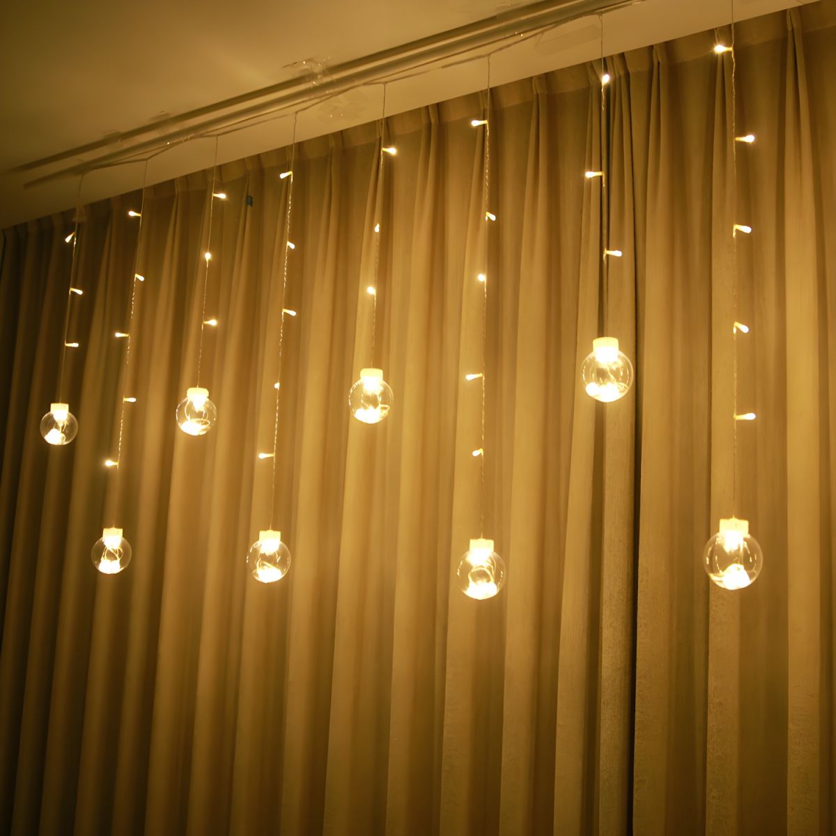 11.4ft Wishing Ball LED Curtain Lighting Decorative Bedroom Battery String Light in Clear