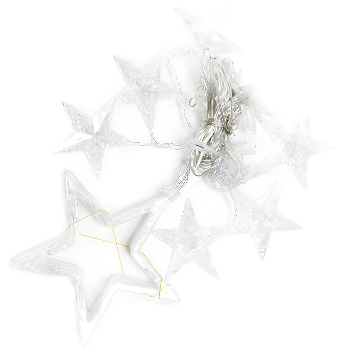 White Star Curtain String Light Art Decor 12-Head Plastic Christmas Light for Outdoor