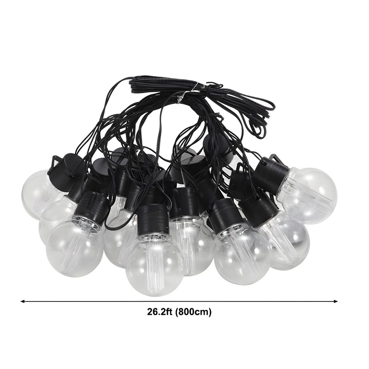 Retro G50 Globe Bulb String Light Plastic Outdoor Solar LED Christmas Light in Black