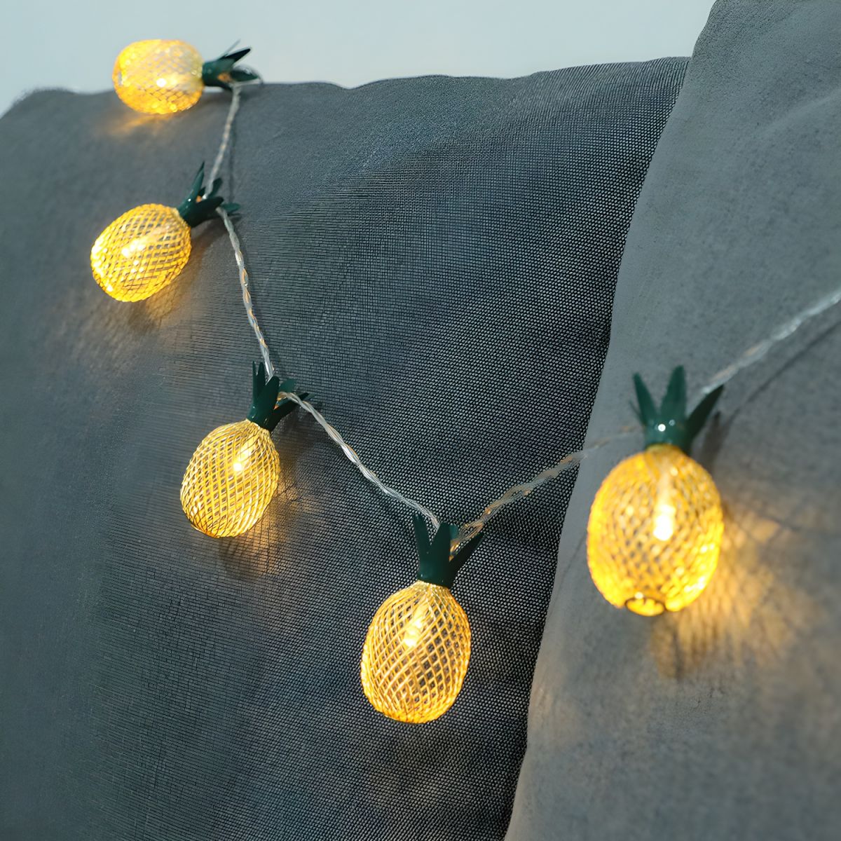 Iron Pineapple LED Light String Modernism 20/40 Bulbs Yellow Party Lighting with USB Charging. 9.8/19.6 Ft Long