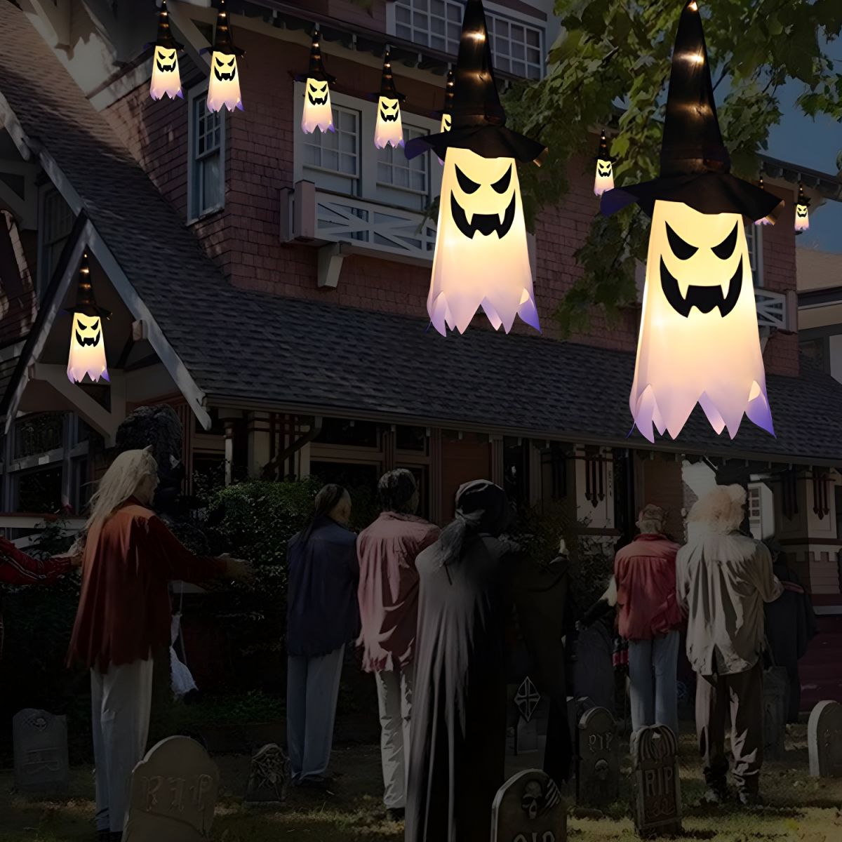 Halloween Element Decorative Lamp Modern Plastic Black LED String Light for Outdoor