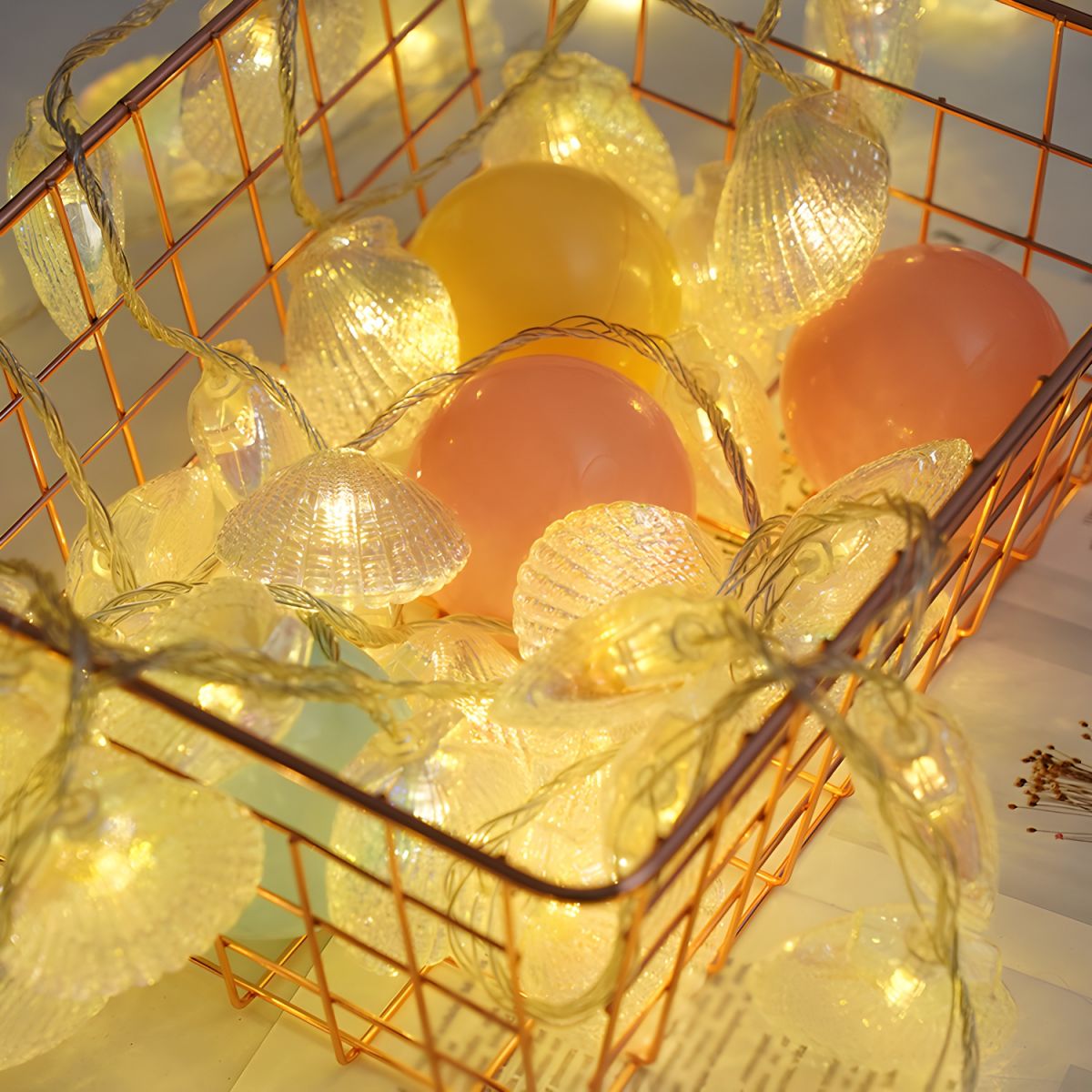 Shell Shape LED Fairy Lighting Decorative Plastic Girls Bedroom Battery String Light in Blue