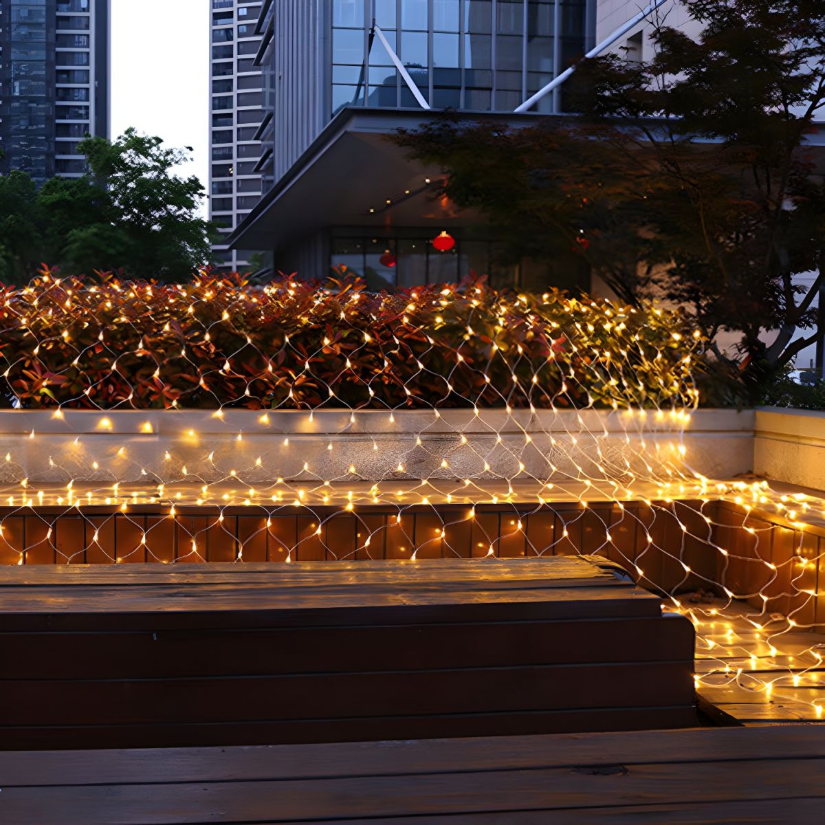 Net Shaped Solar Curtain String Light Set Nordic Plastic Outdoor LED Landscape Light