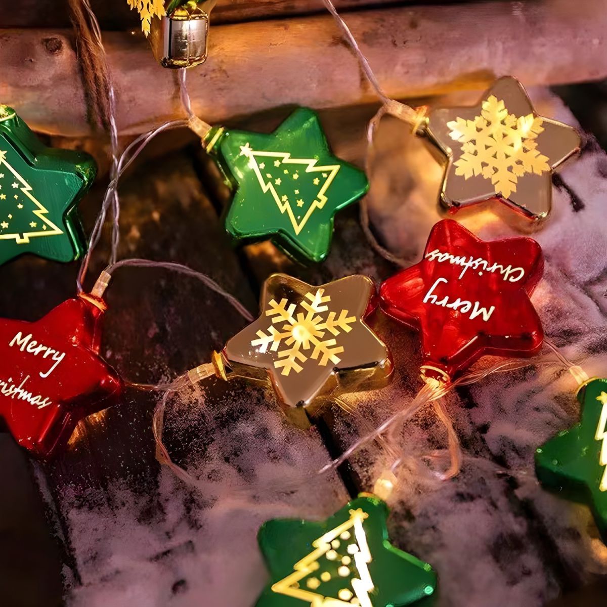 Christmas Element LED Festive Lamp Decorative Plastic Living Room String Light Set