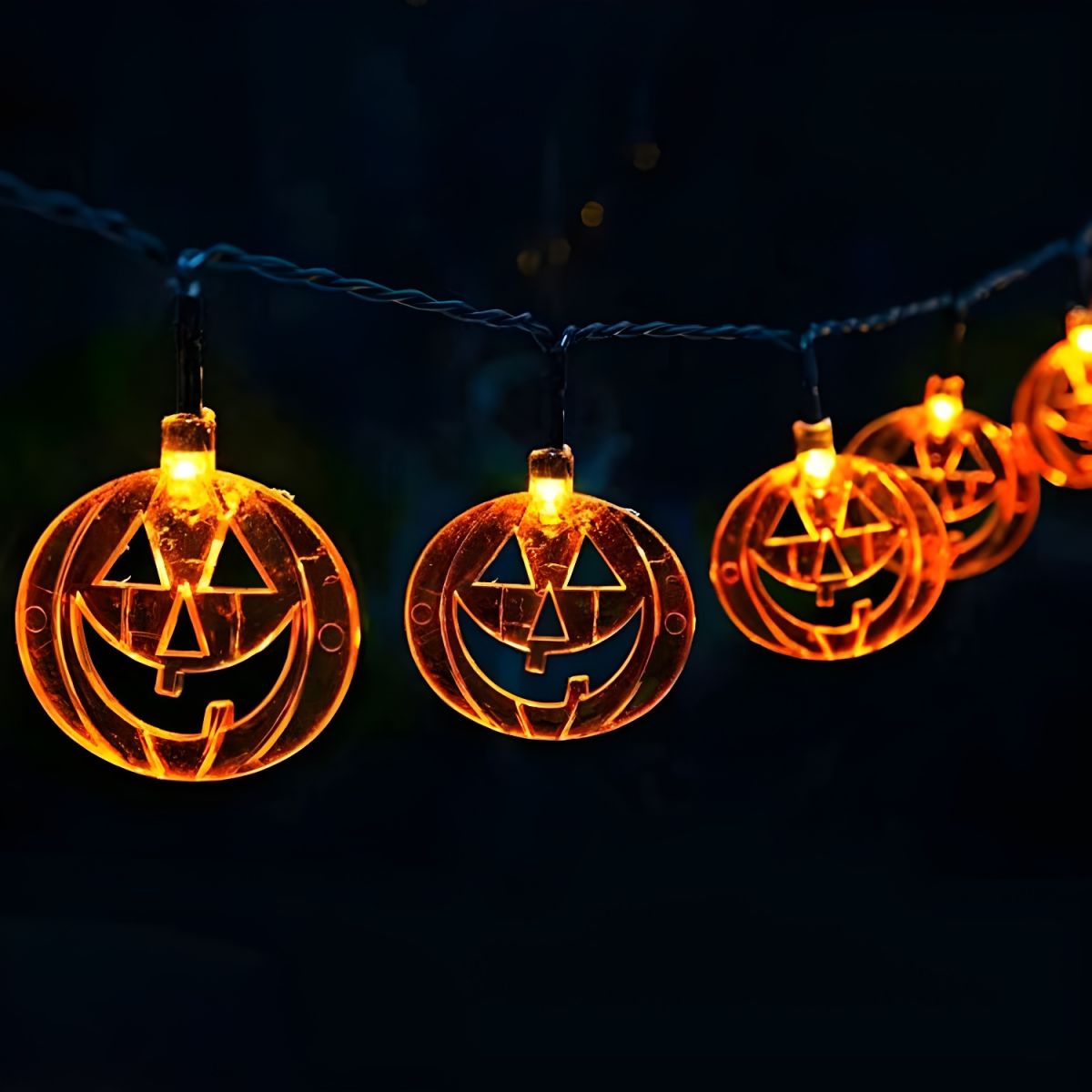 Plastic Pumpkin Halloween Light Classic Decorative Orange LED String Light for Outdoor