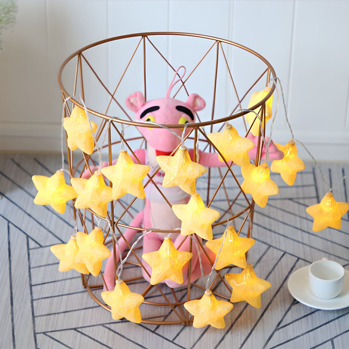 Pentagram LED String Light Modern Plastic 20/40 Heads Restaurant Christmas Lamp in Yellow/Blue-Pink-Yellow. 3/6 M