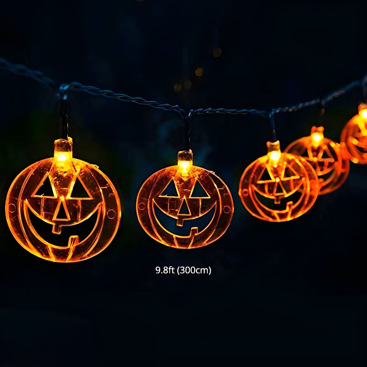 Plastic Pumpkin Halloween Light Classic Decorative Orange LED String Light for Outdoor