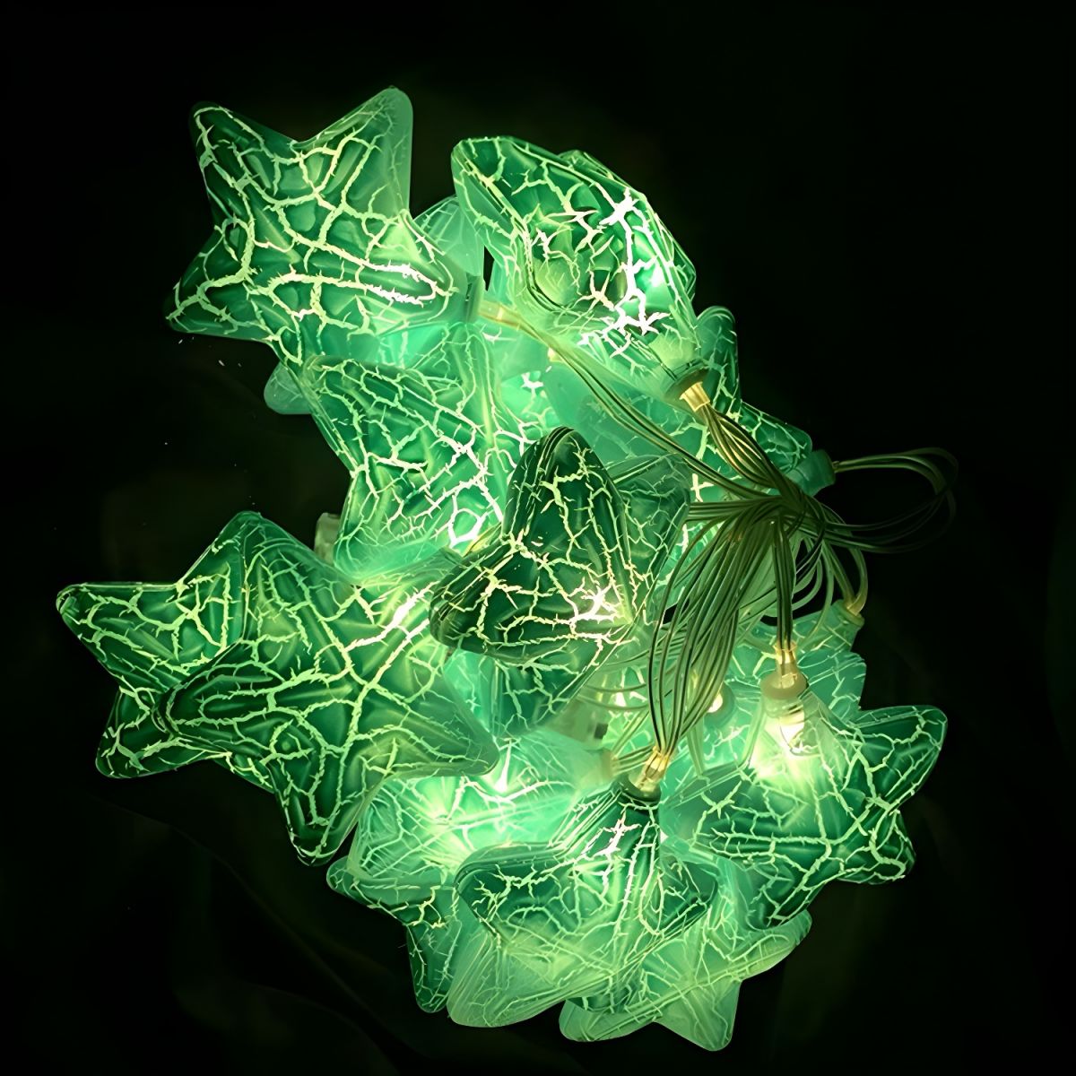 6.5ft Plastic Crackle Star String Lamp Art Decor 10 Heads Clear LED Fairy Lighting for Courtyard