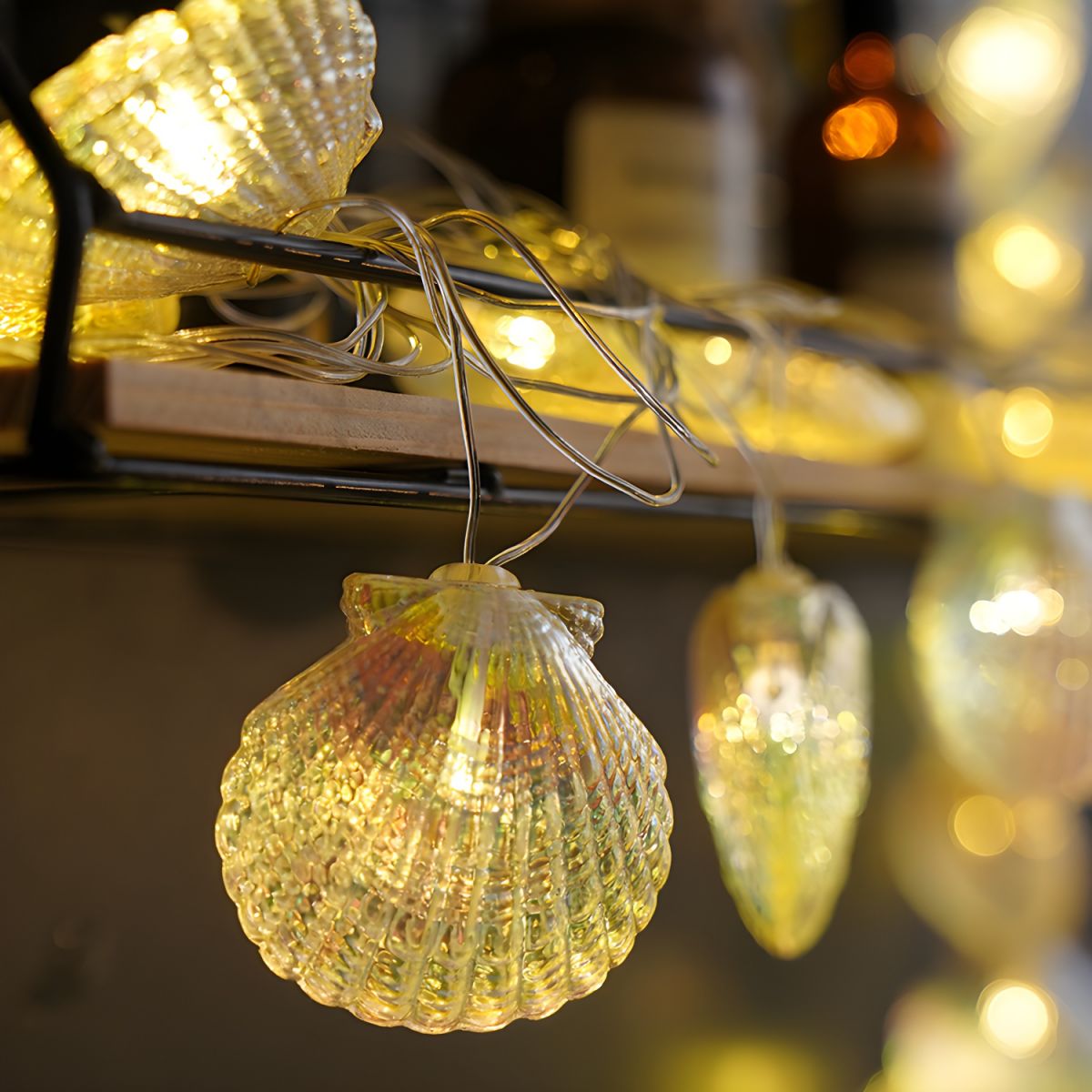 Shell Shape LED Fairy Lighting Decorative Plastic Girls Bedroom Battery String Light in Blue