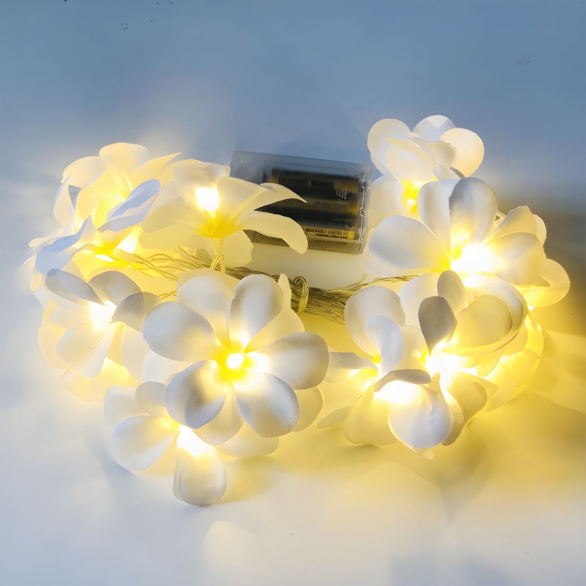 Floral LED String Light Modern Fabric 20 Heads Bedroom USB Powered Fiesta Lamp in Pink/Yellow. 9.8 Ft Long