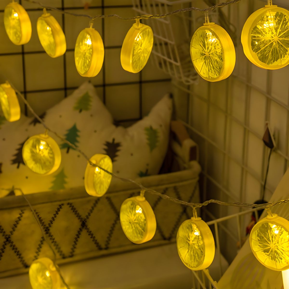 Art Decor Lemon Slice Shaped Battery String Light Girls Bedroom LED Fairy Lighting