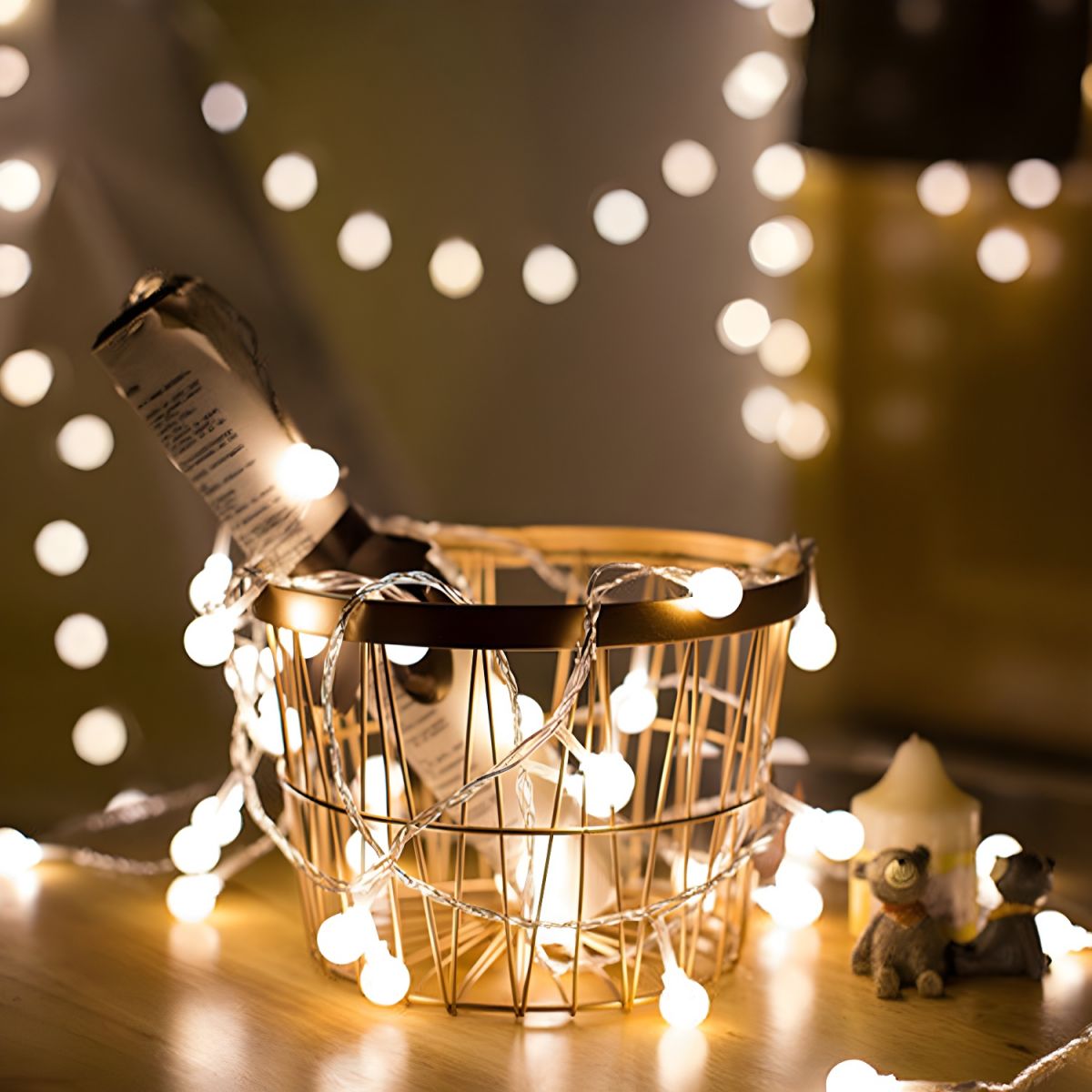 Modern Creative LED String Lights Copper Line Decorative Lamp with Plastic Shade