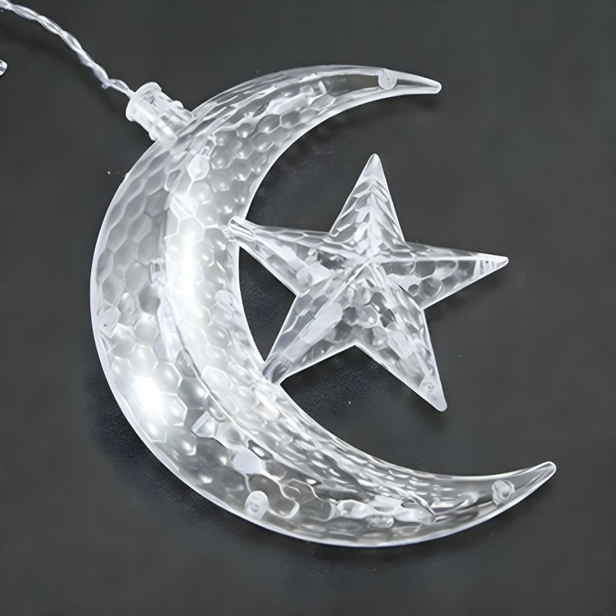 Moon and Star Curtain String Lamps Artistic Plastic 12-Head LED Festive Light