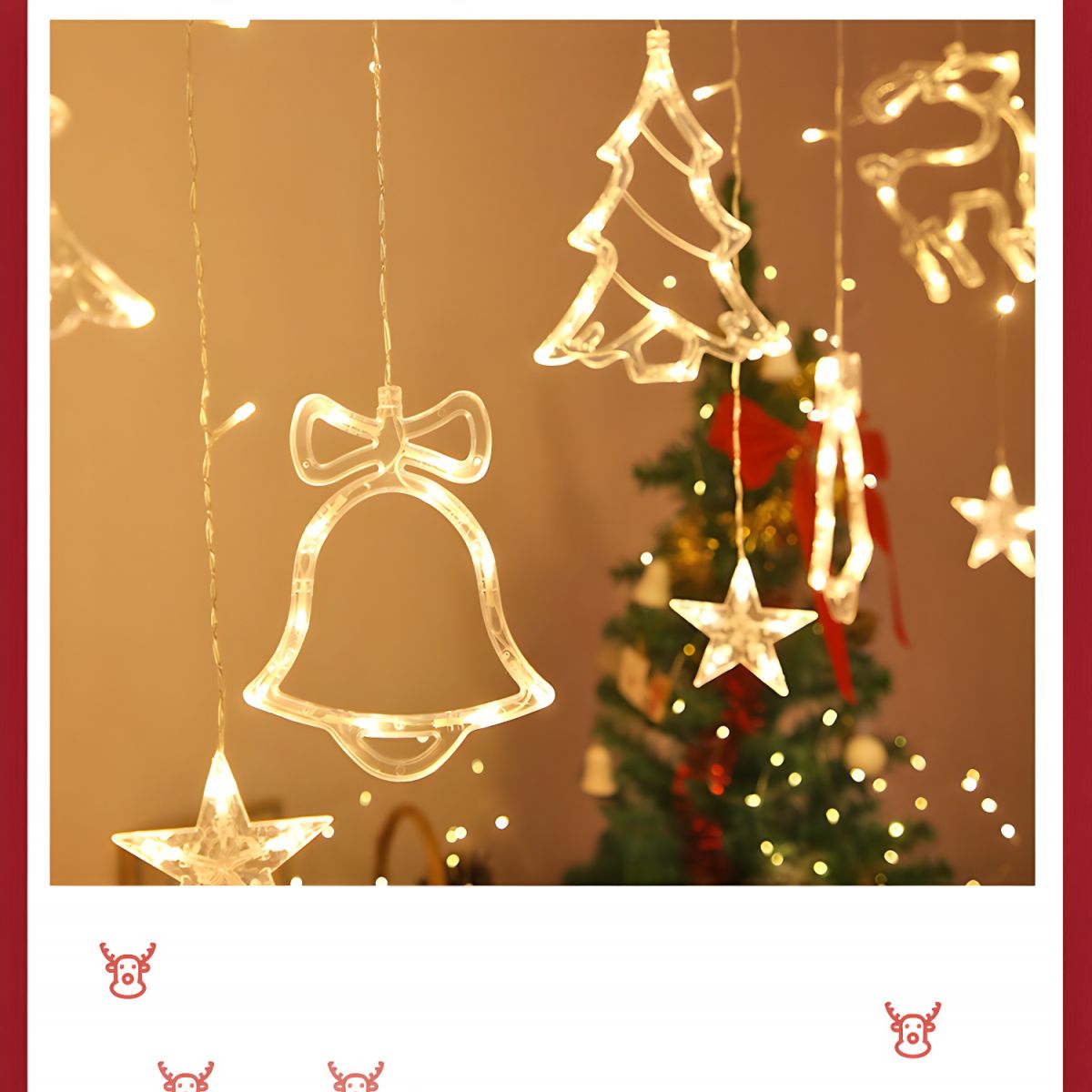 Christmas Tree and Deer Starry Light Strip Nordic Plastic Clear LED String Light for Bedroom