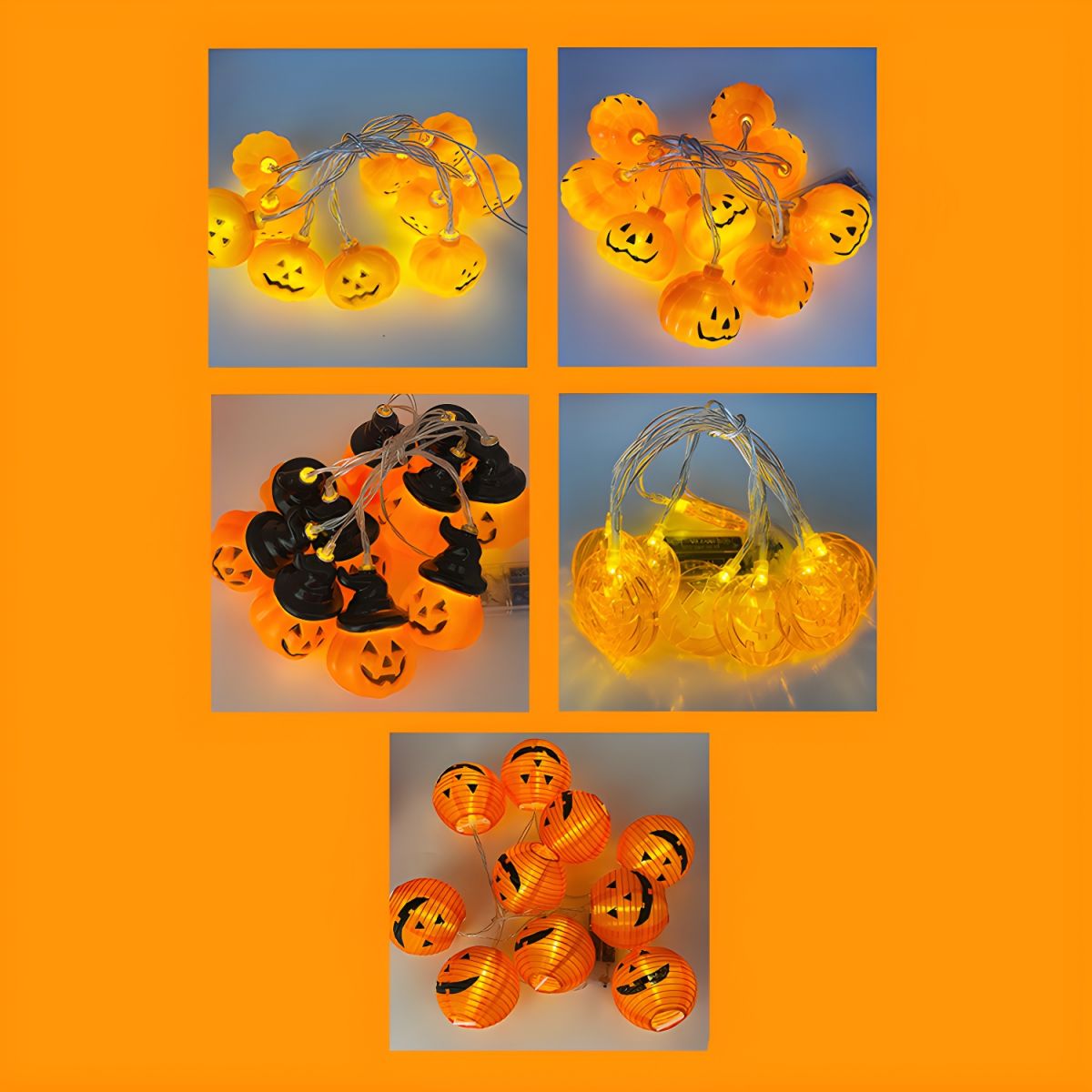 Plastic Pumpkin Halloween Light Classic Decorative Orange LED String Light for Outdoor