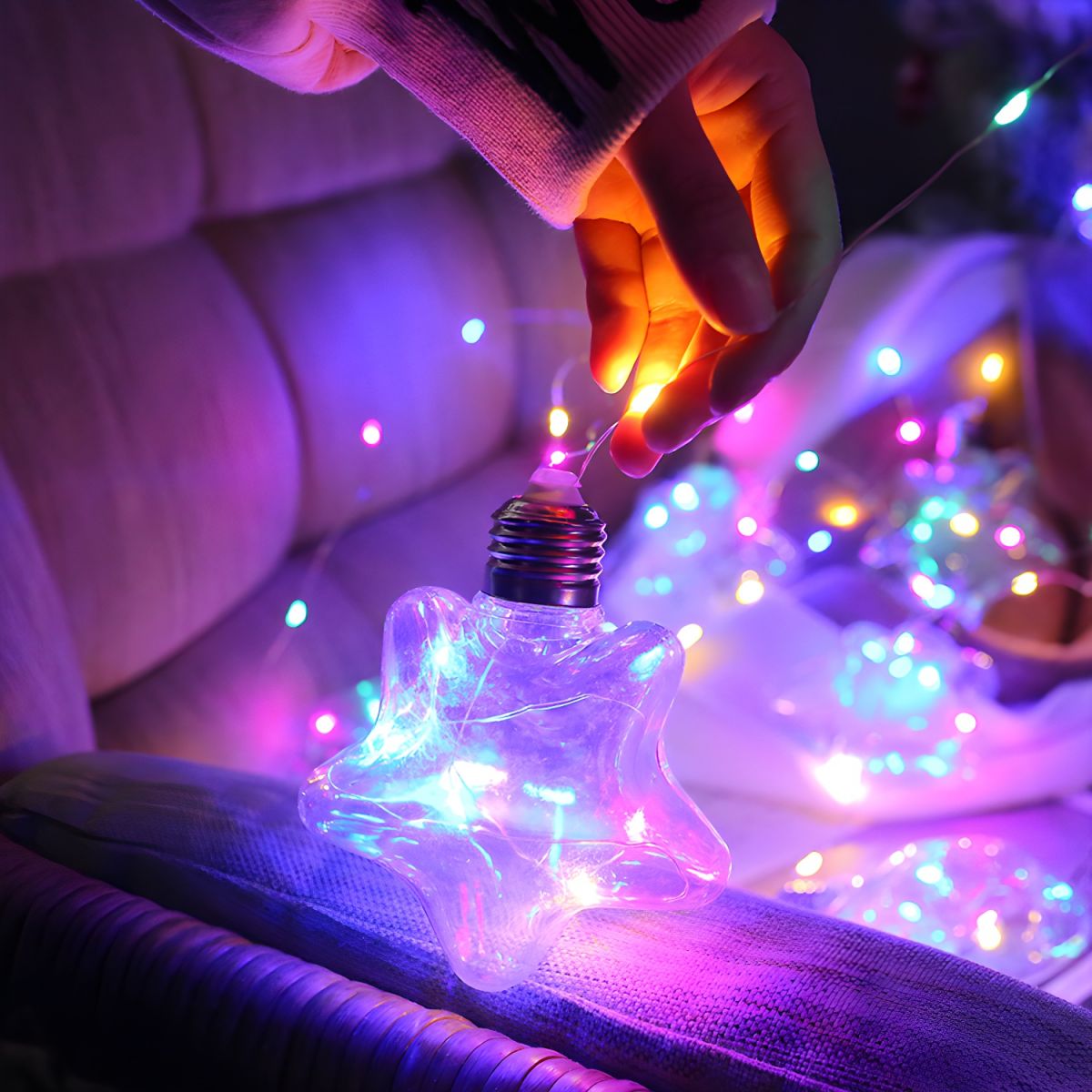 Star Shade Bedroom Battery String Light Contemporary LED Fairy Lighting in Clear