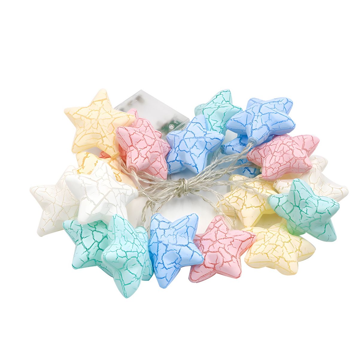 Artistic Crackle Star Shade LED Fairy Lamp Bedroom Battery Powered String Lighting