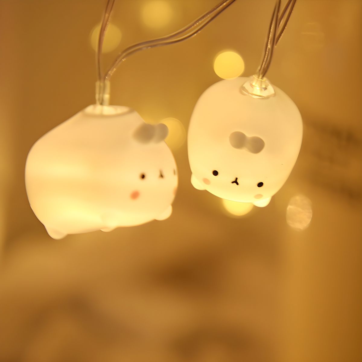 Rabbit Bedroom Fairy Light String Plastic 20/40-Bulb Cartoon LED String Lamp in White. 2/4M