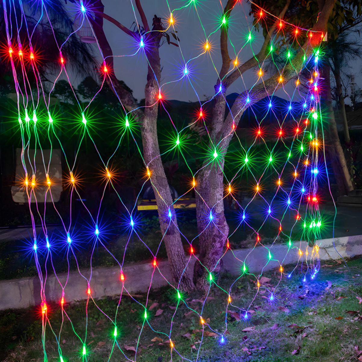 Net Shaped Solar Curtain String Light Set Nordic Plastic Outdoor LED Landscape Light