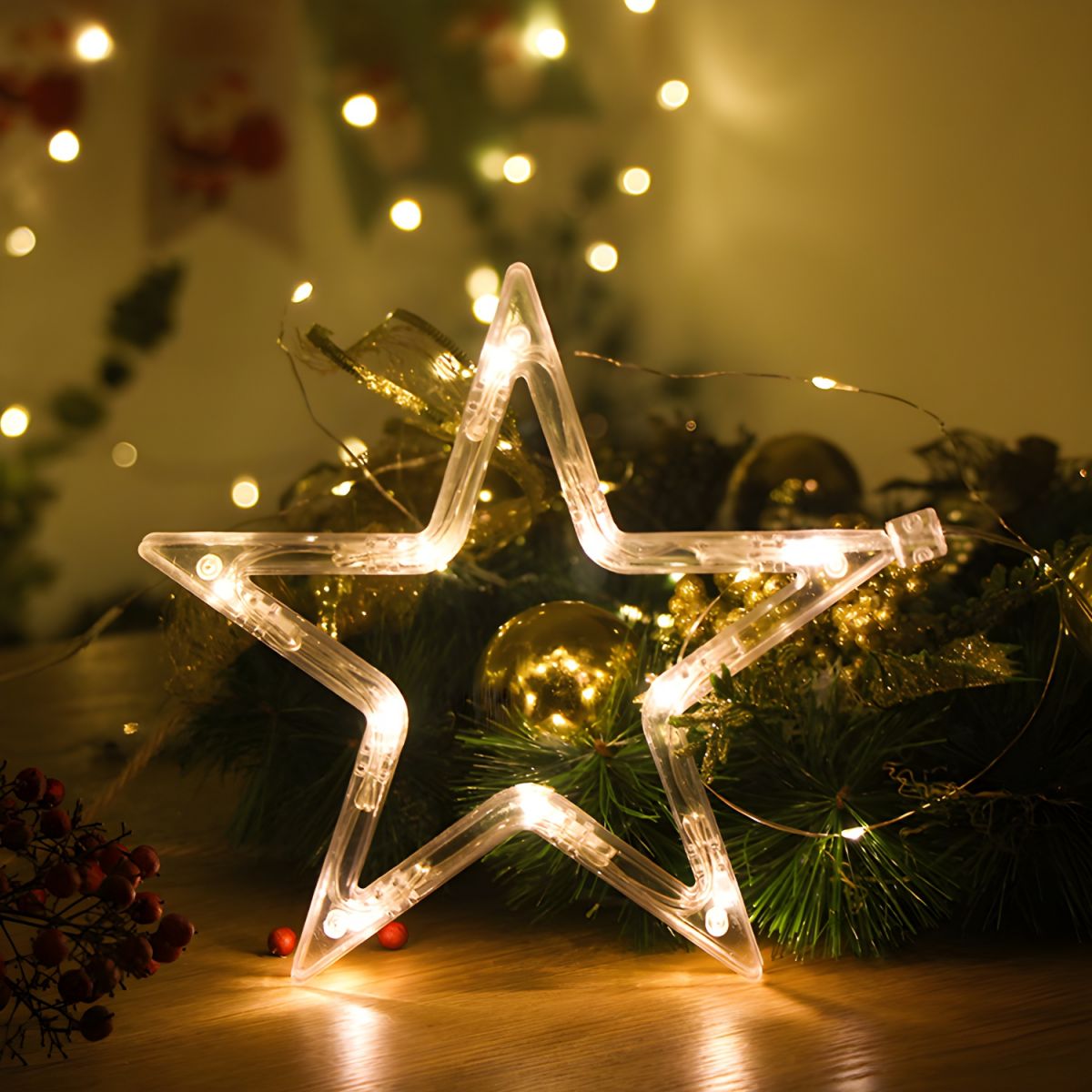 Christmas LED String Lights in Modern Creative Style White Plastic Decorative Lamp with Sucker