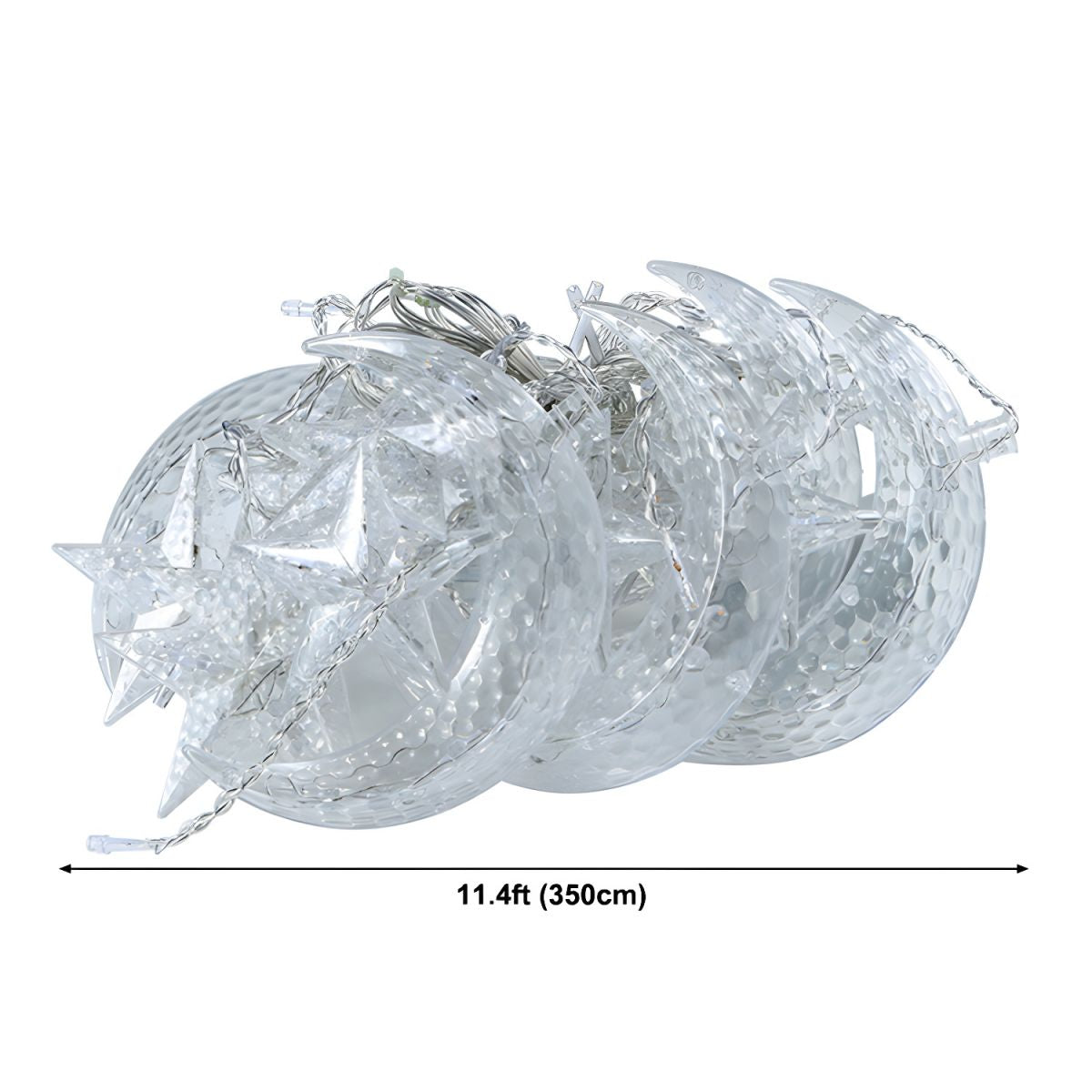 Moon and Star Curtain String Lamps Artistic Plastic 12-Head LED Festive Light