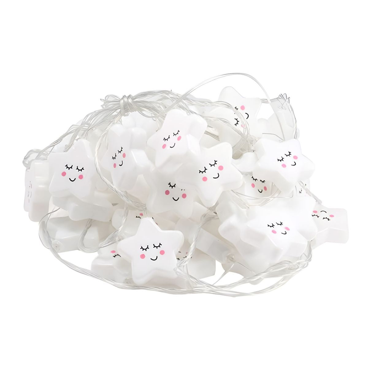 20 Lights Store Fiesta Lamp Contemporary White USB/Battery Powered LED String Light with Star Plastic Shade. 9.8 Ft Long