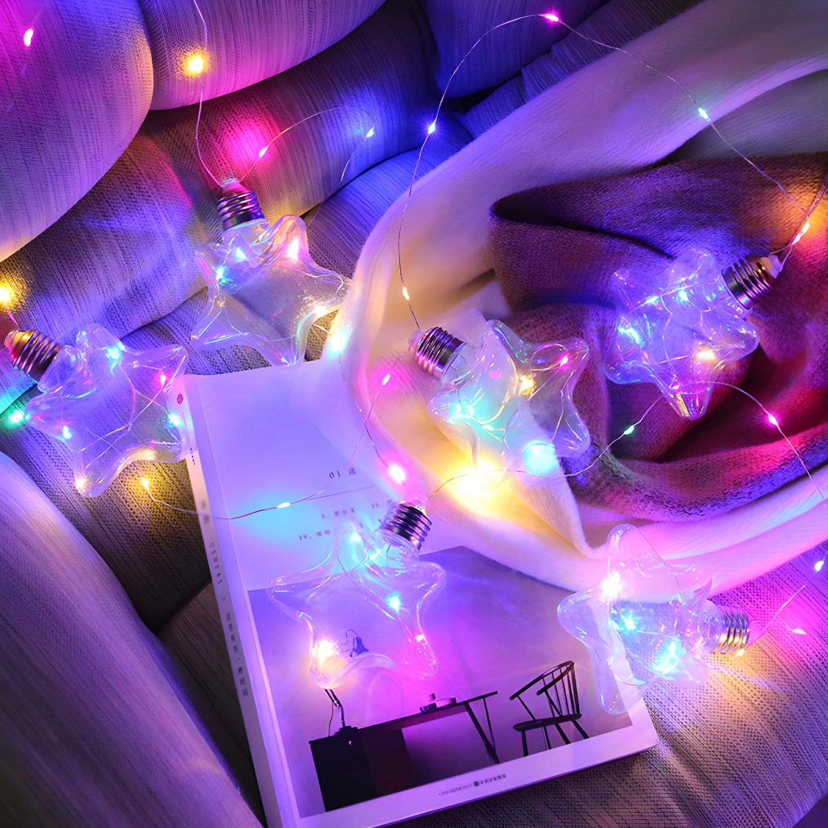 Star Shade Bedroom Battery String Light Contemporary LED Fairy Lighting in Clear