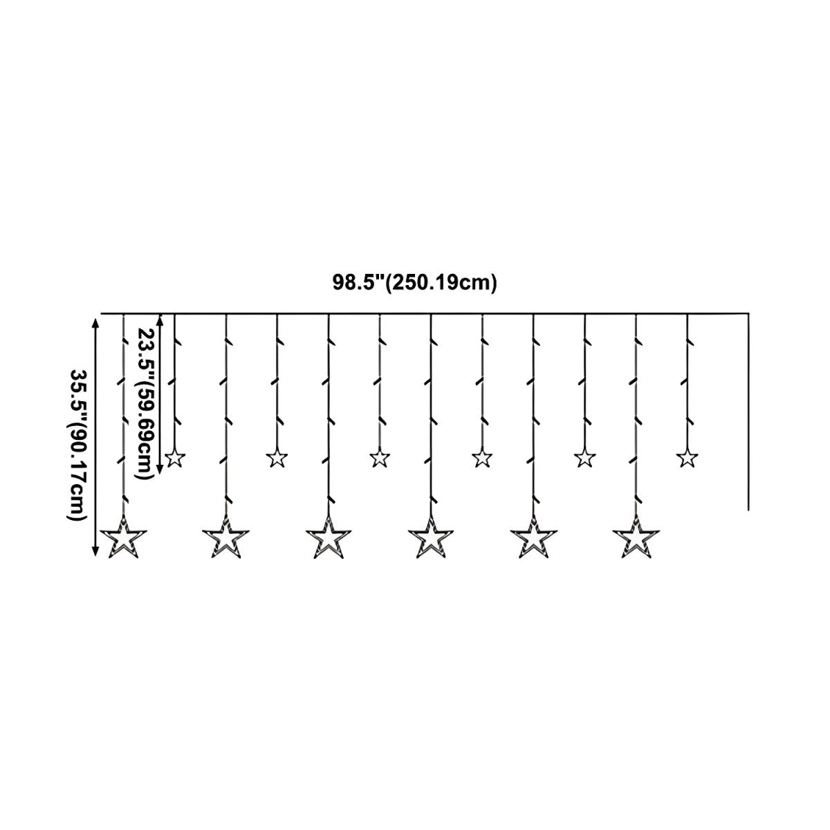 White Star Curtain String Light Art Decor 12-Head Plastic Christmas Light for Outdoor
