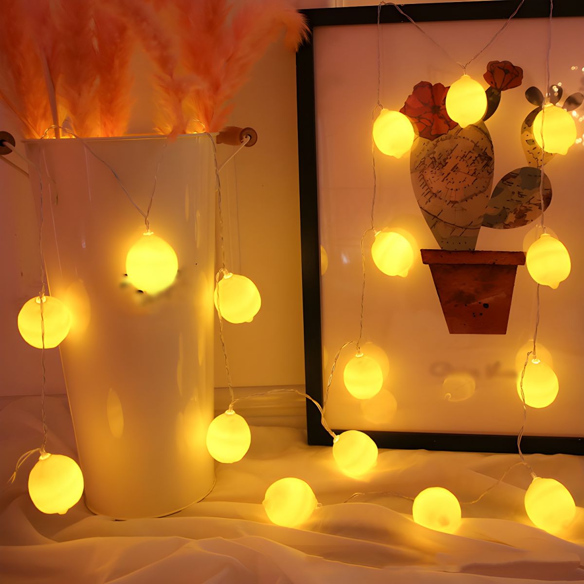 Lemon Shaped LED Fairy Light Modern Style Plastic Bedroom Battery String Lighting in Yellow