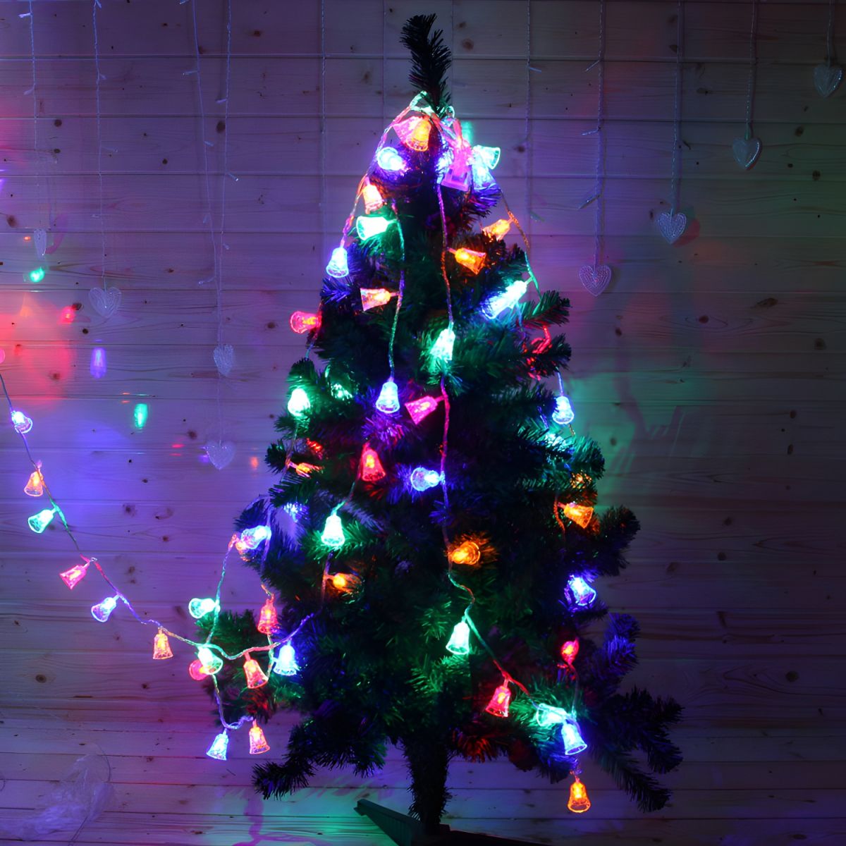 Bell Plastic LED Christmas Light Modernist 20/40/80 Bulbs Clear String Lighting in Warm/White/Multi Color Light. 8.2/16.4/32.8 Ft