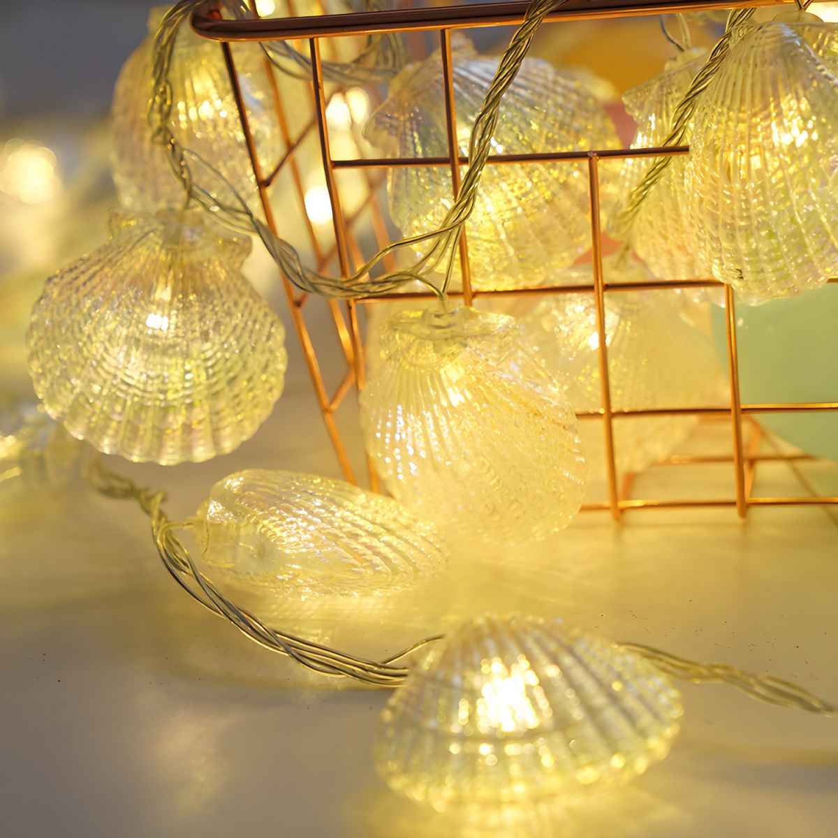 Shell Shape LED Fairy Lighting Decorative Plastic Girls Bedroom Battery String Light in Blue