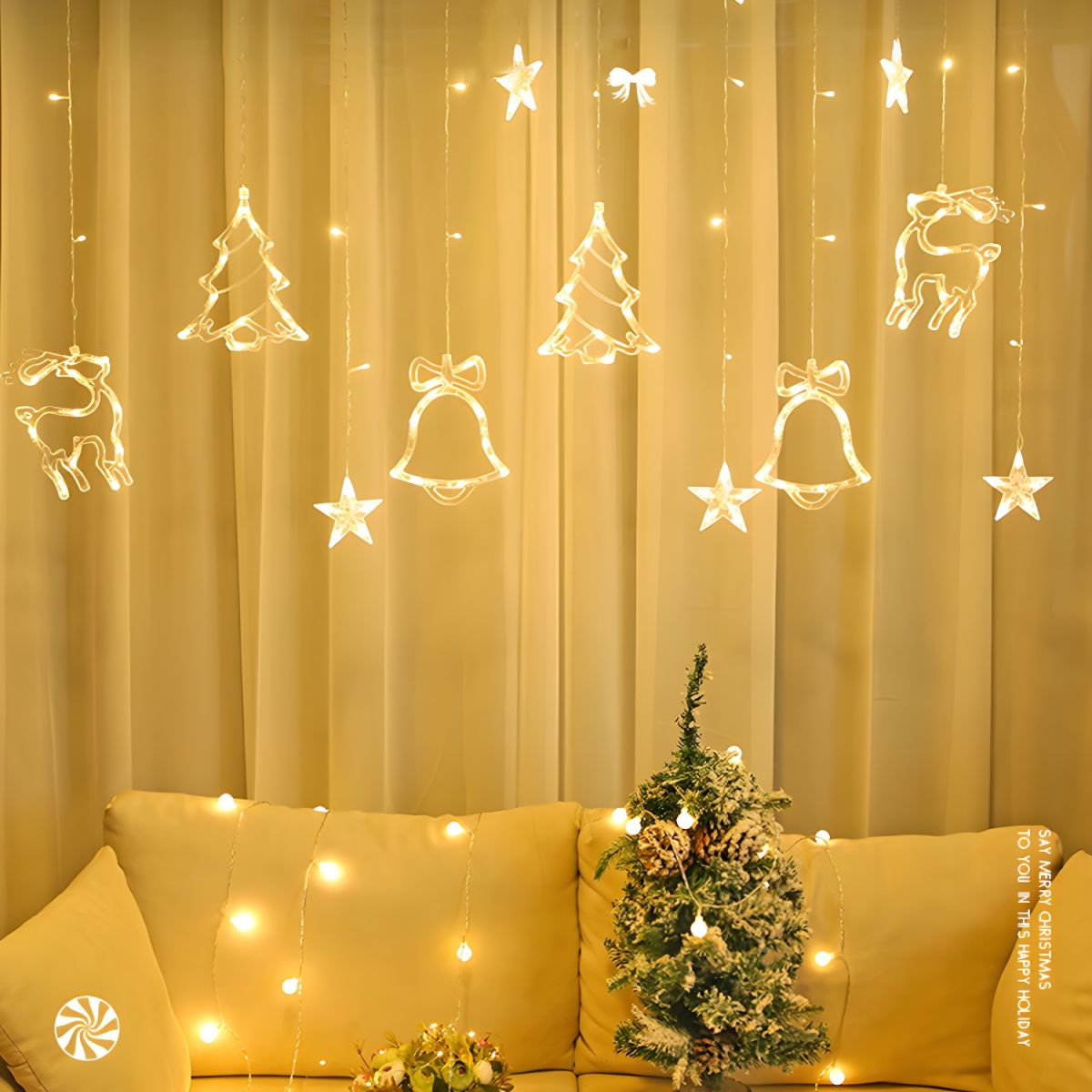 Christmas Tree and Deer Starry Light Strip Nordic Plastic Clear LED String Light for Bedroom