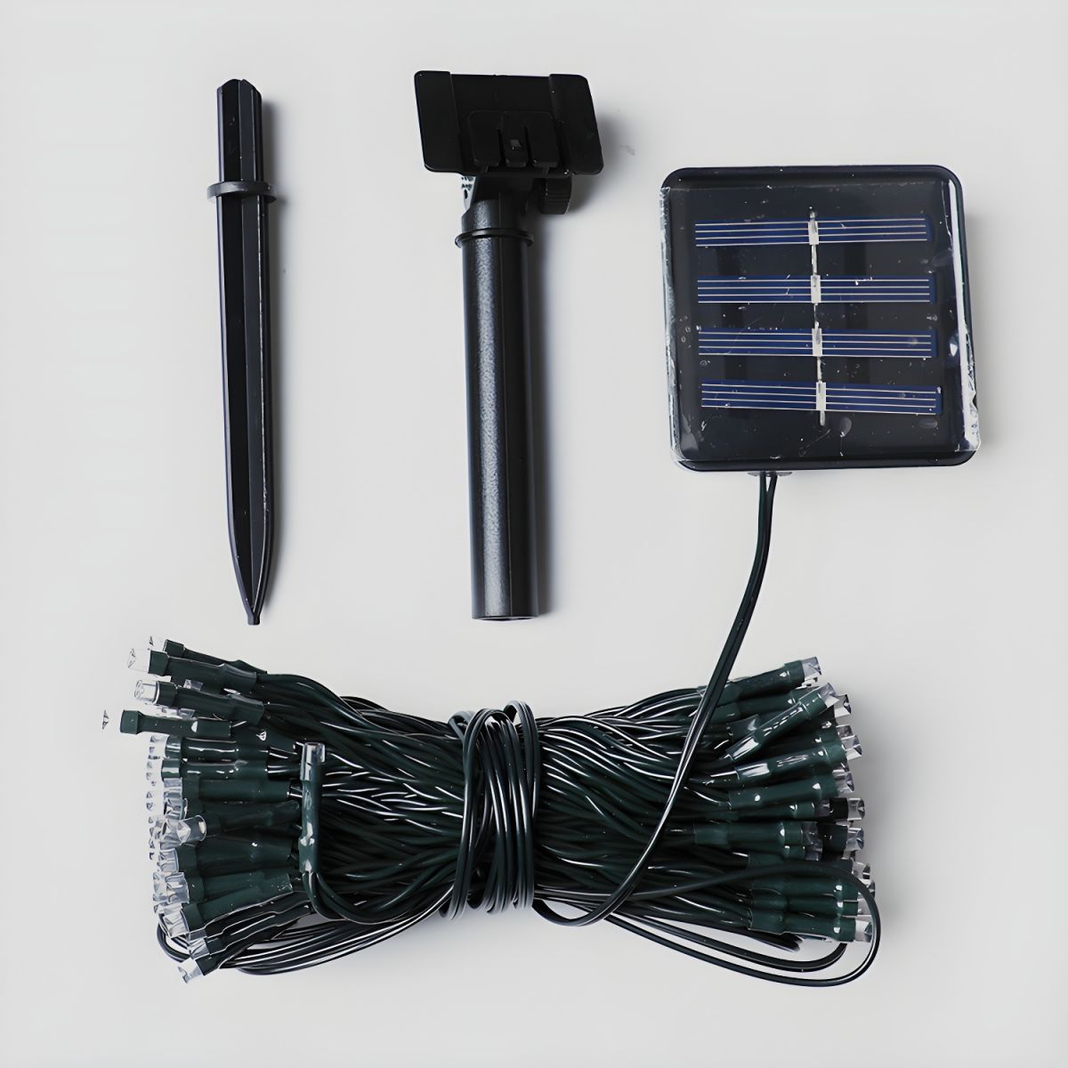 Beaded LED Fairy Lamp Artistic Plastic Black Solar Christmas String Light for Courtyard